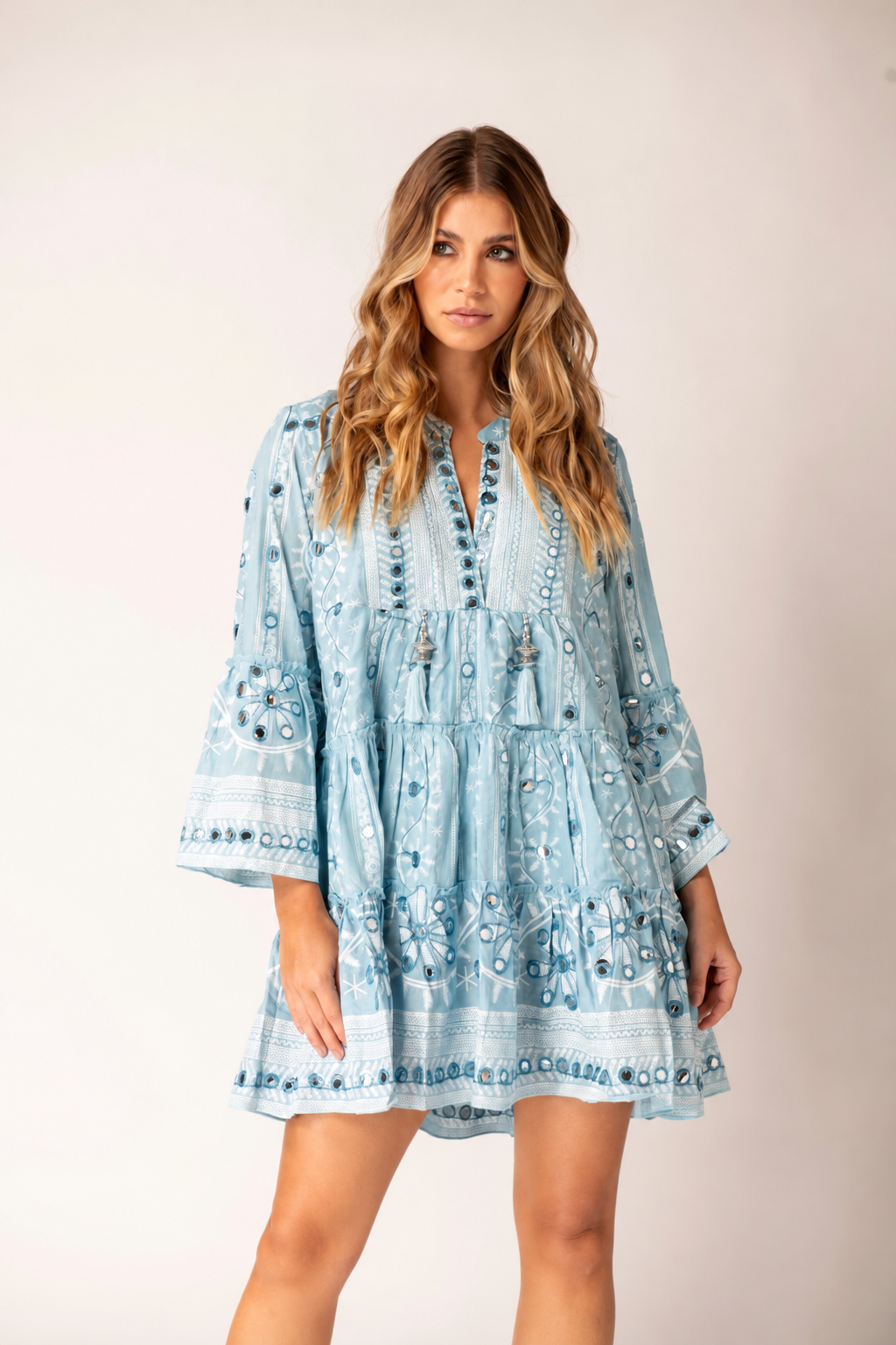 10484F0D-E4FD-4E28-A386-E6BAE2600CB0 Vestido Bohemian Azul - Imagem 1